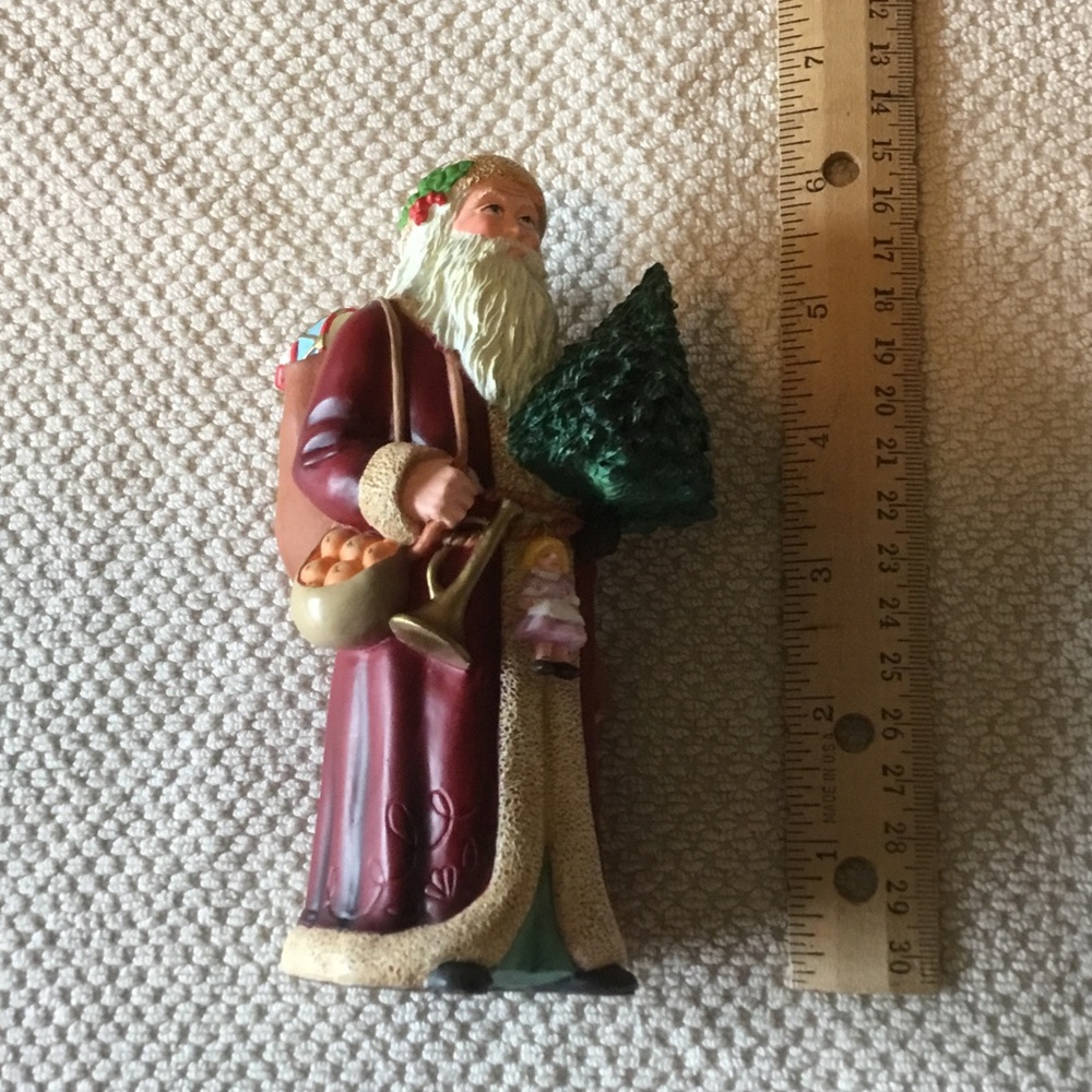 Lenox Burgundy and Green Santa with Tree Ornament